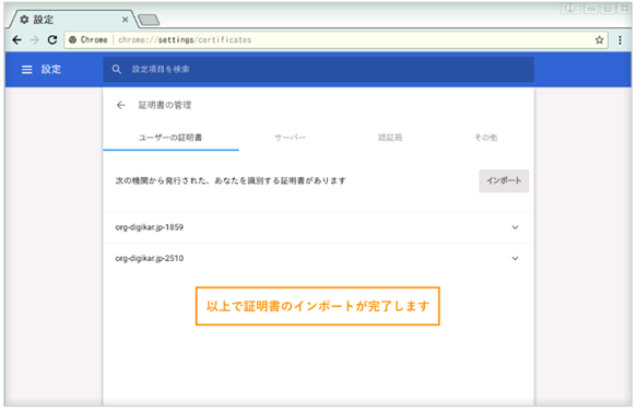 インポート完了